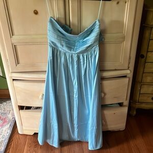 Satin Emerson Ruched Strapless Midi Dress